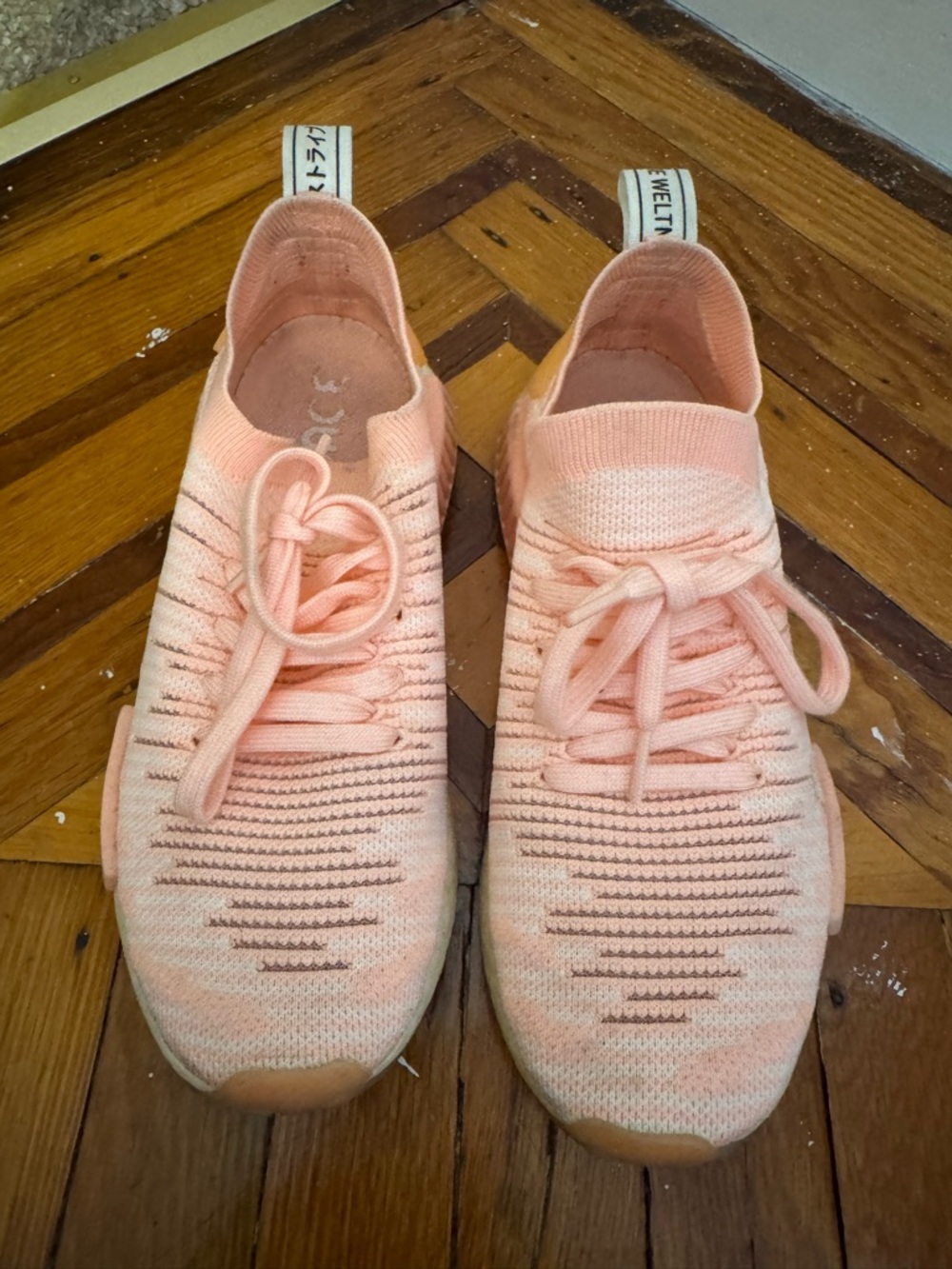 adidas Women's Knit Running Shoes - Peach